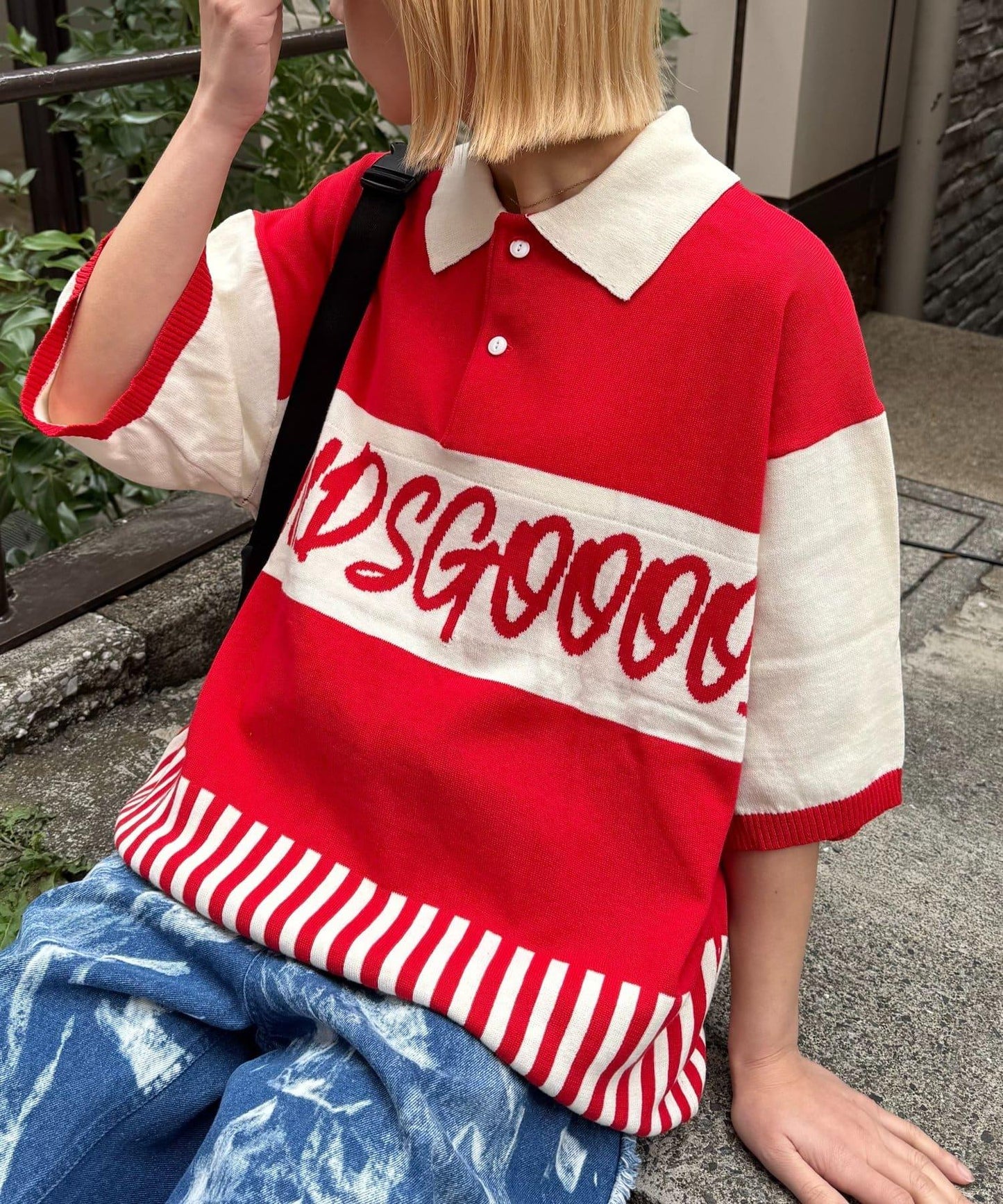 SOUNDSGOOOOD 拼接Logo針織Polo衫