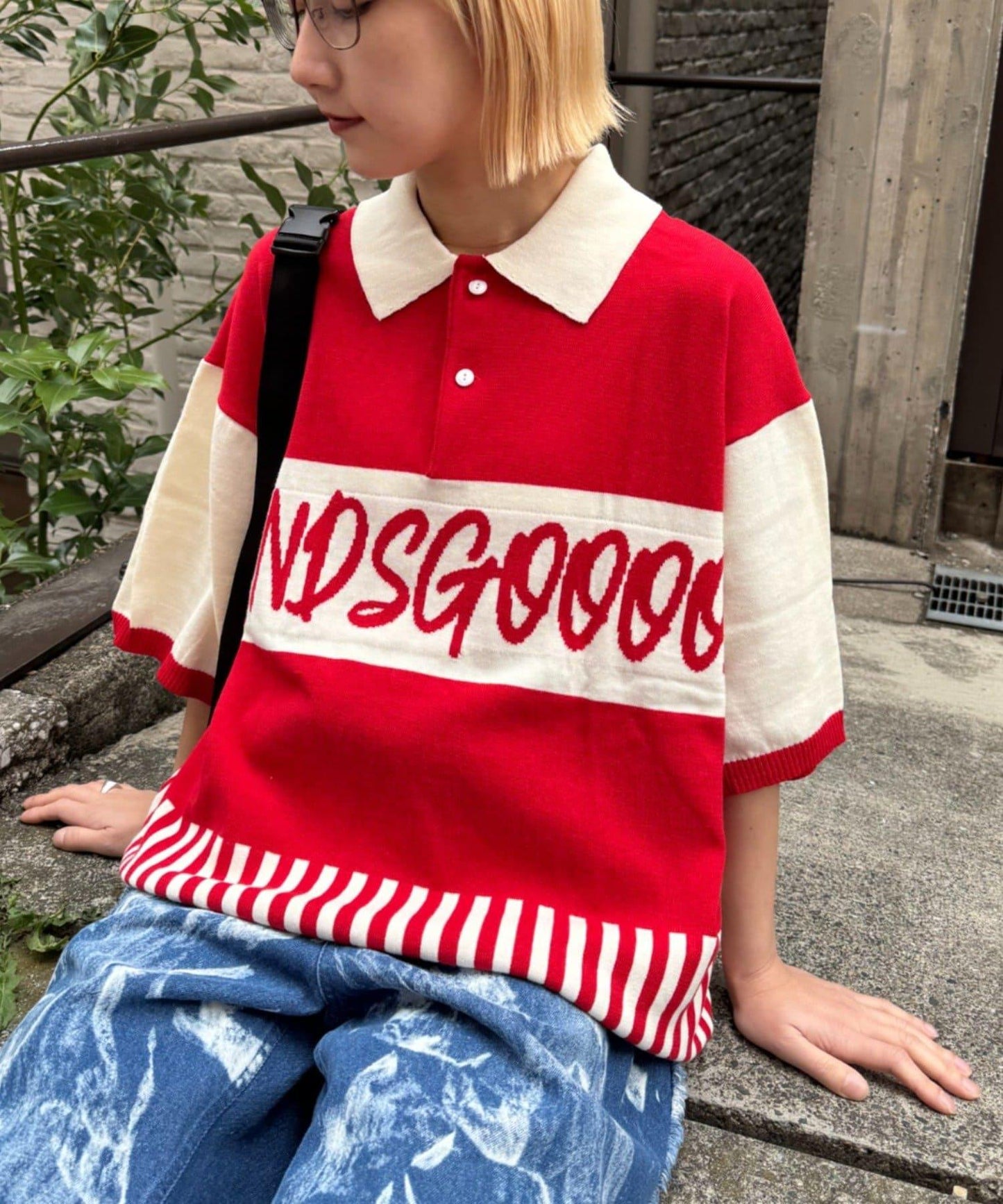 SOUNDSGOOOOD 拼接Logo針織Polo衫
