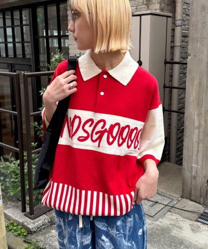 SOUNDSGOOOOD 拼接Logo針織Polo衫
