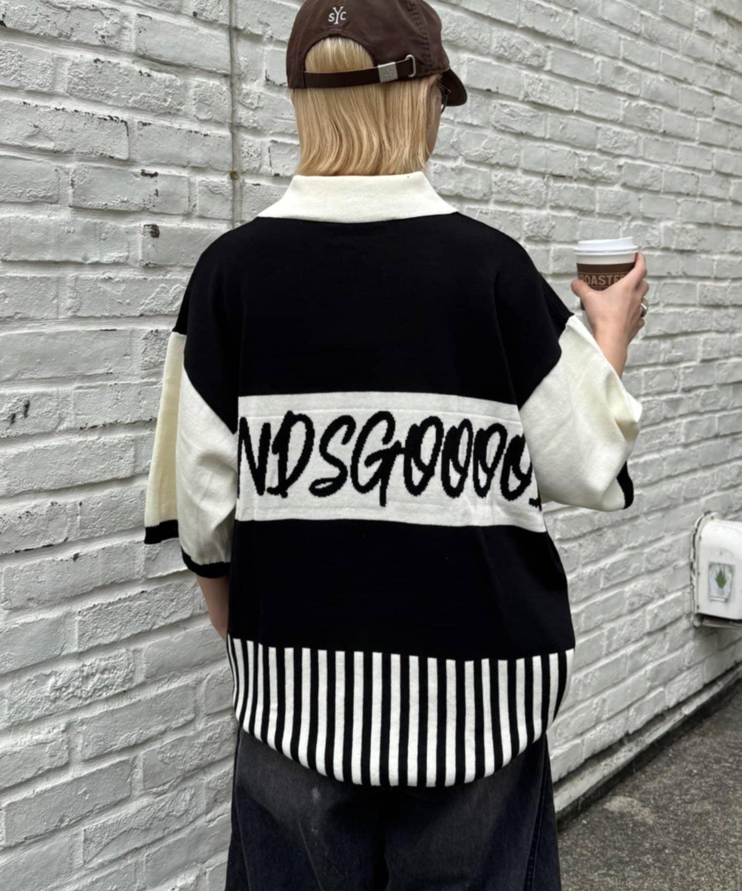 SOUNDSGOOOOD 拼接Logo針織Polo衫