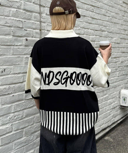 SOUNDSGOOOOD 拼接Logo針織Polo衫