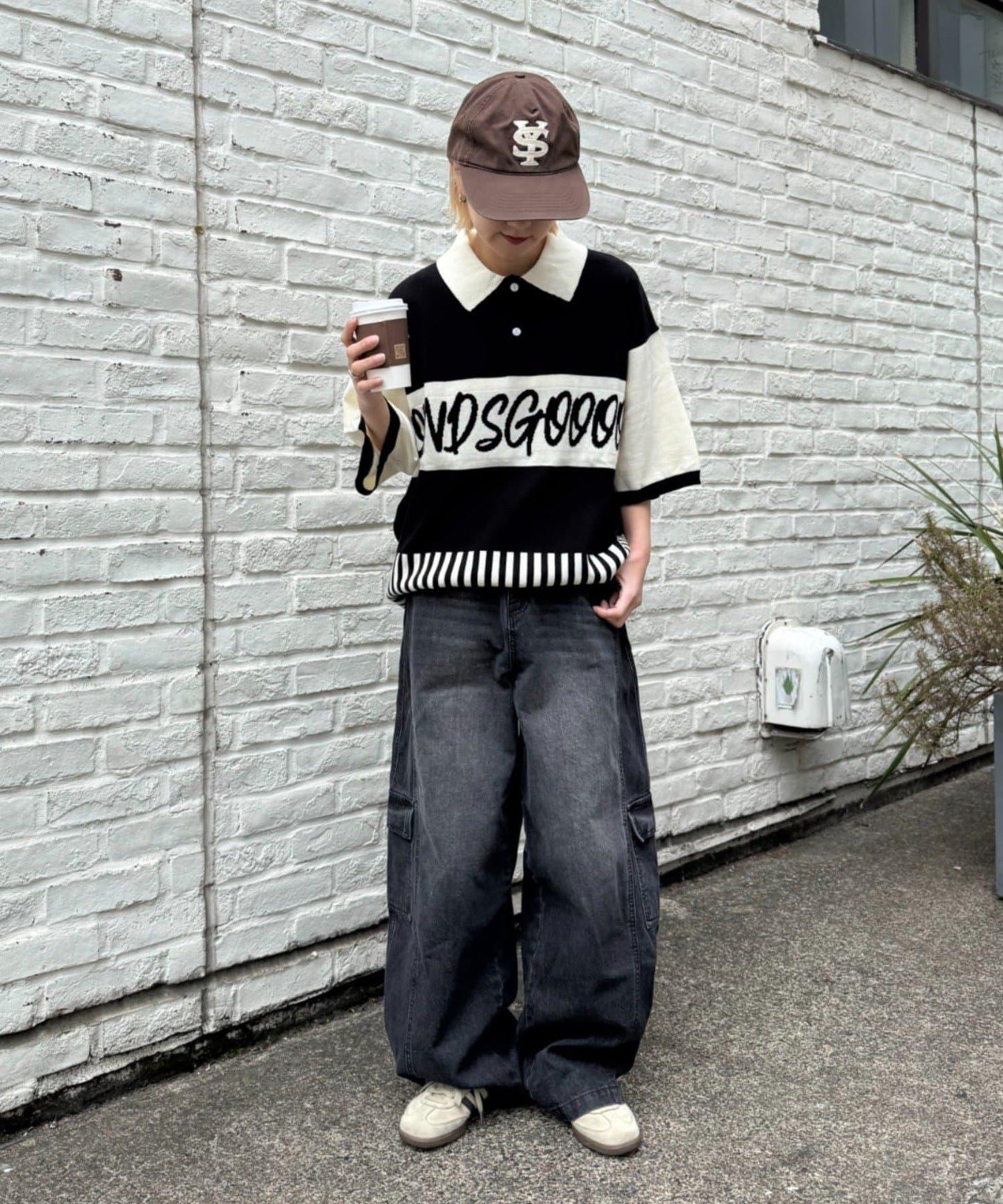 SOUNDSGOOOOD 拼接Logo針織Polo衫