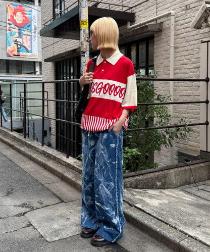SOUNDSGOOOOD 拼接Logo針織Polo衫