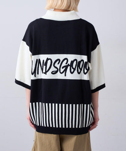 SOUNDSGOOOOD 拼接Logo針織Polo衫