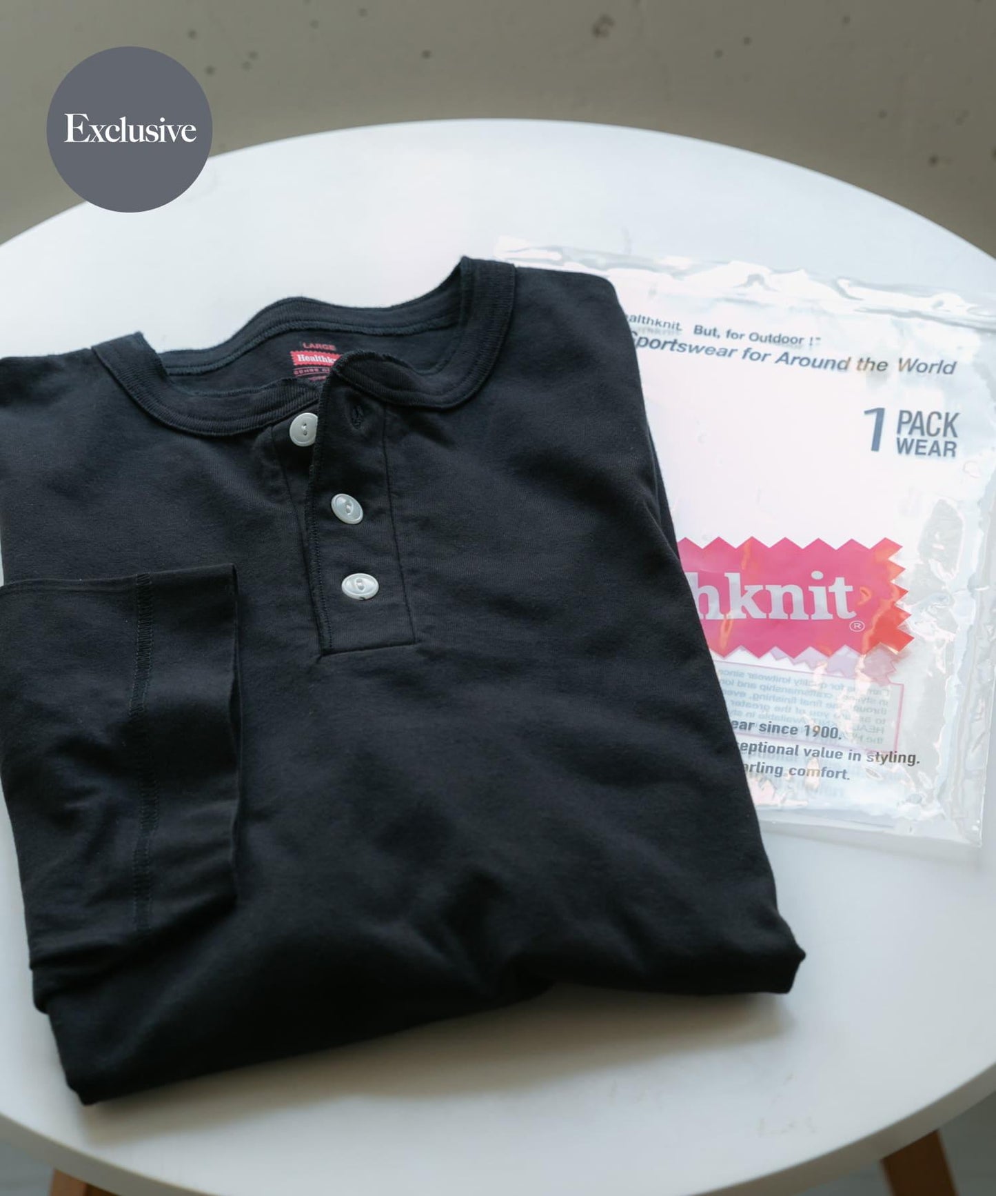 Healthknit×SENSE OF PLACE 亨利領T恤