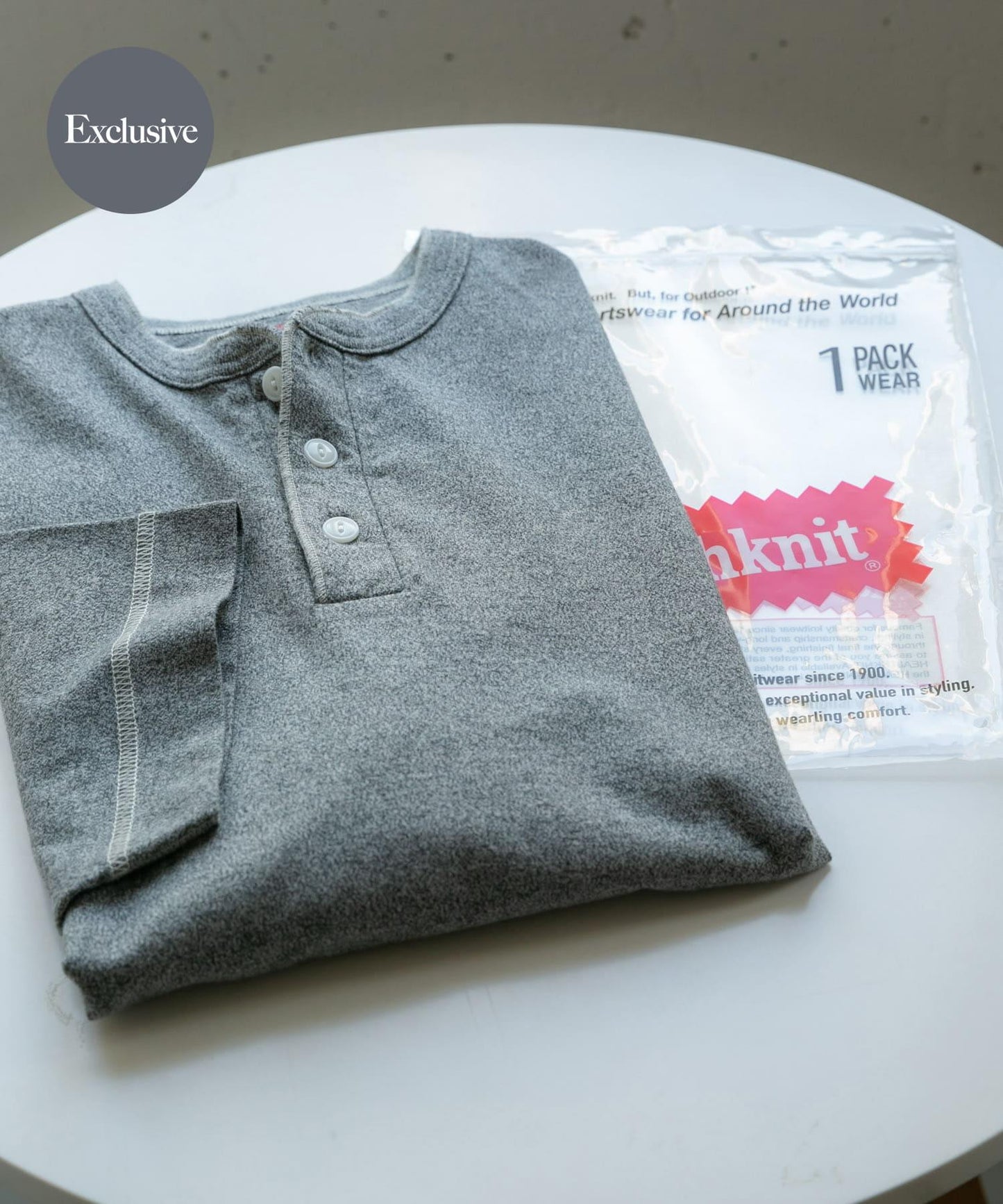 Healthknit×SENSE OF PLACE 亨利領T恤