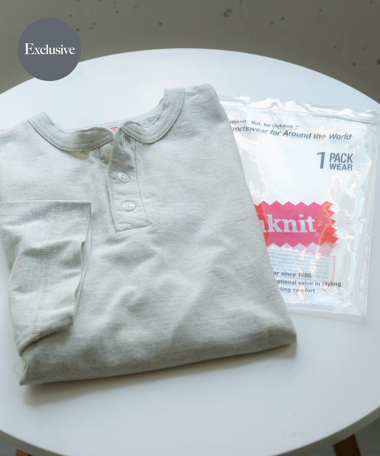 Healthknit×SENSE OF PLACE 亨利領T恤