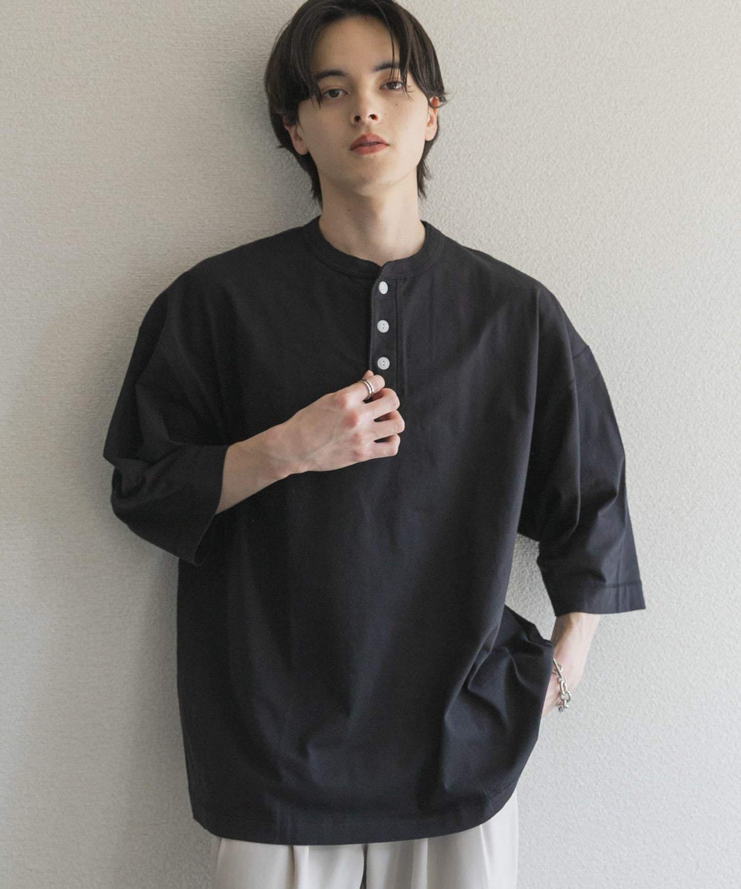 Healthknit×SENSE OF PLACE 亨利領T恤