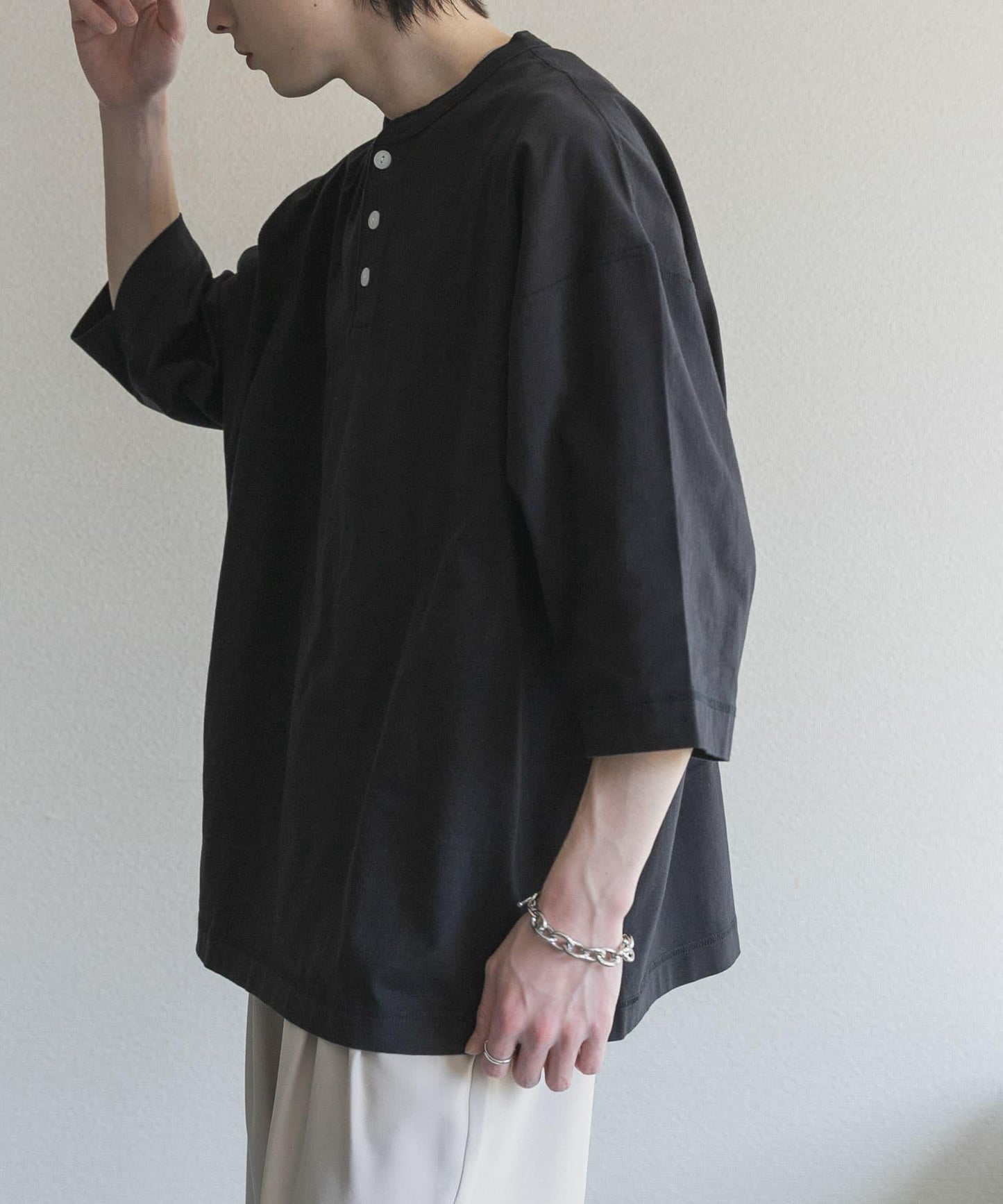 Healthknit×SENSE OF PLACE 亨利領T恤