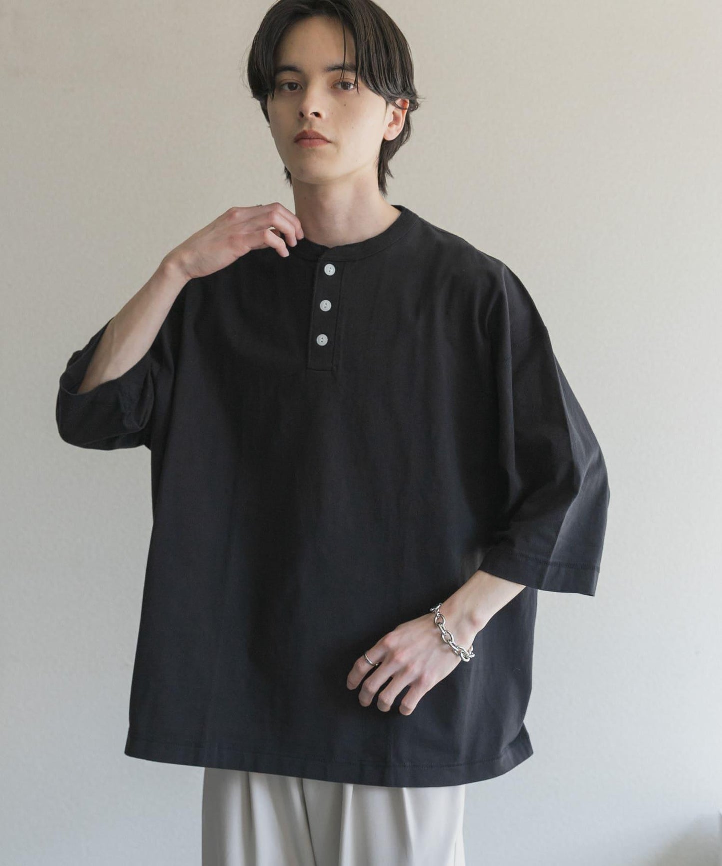 Healthknit×SENSE OF PLACE 亨利領T恤