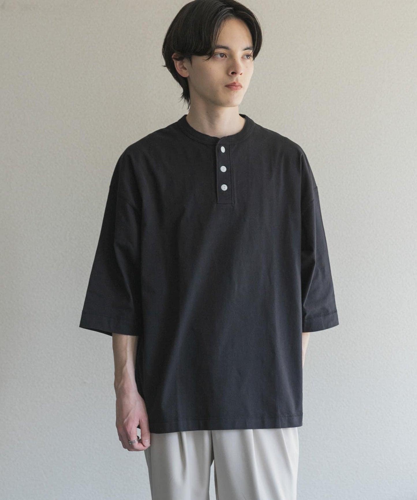 Healthknit×SENSE OF PLACE 亨利領T恤