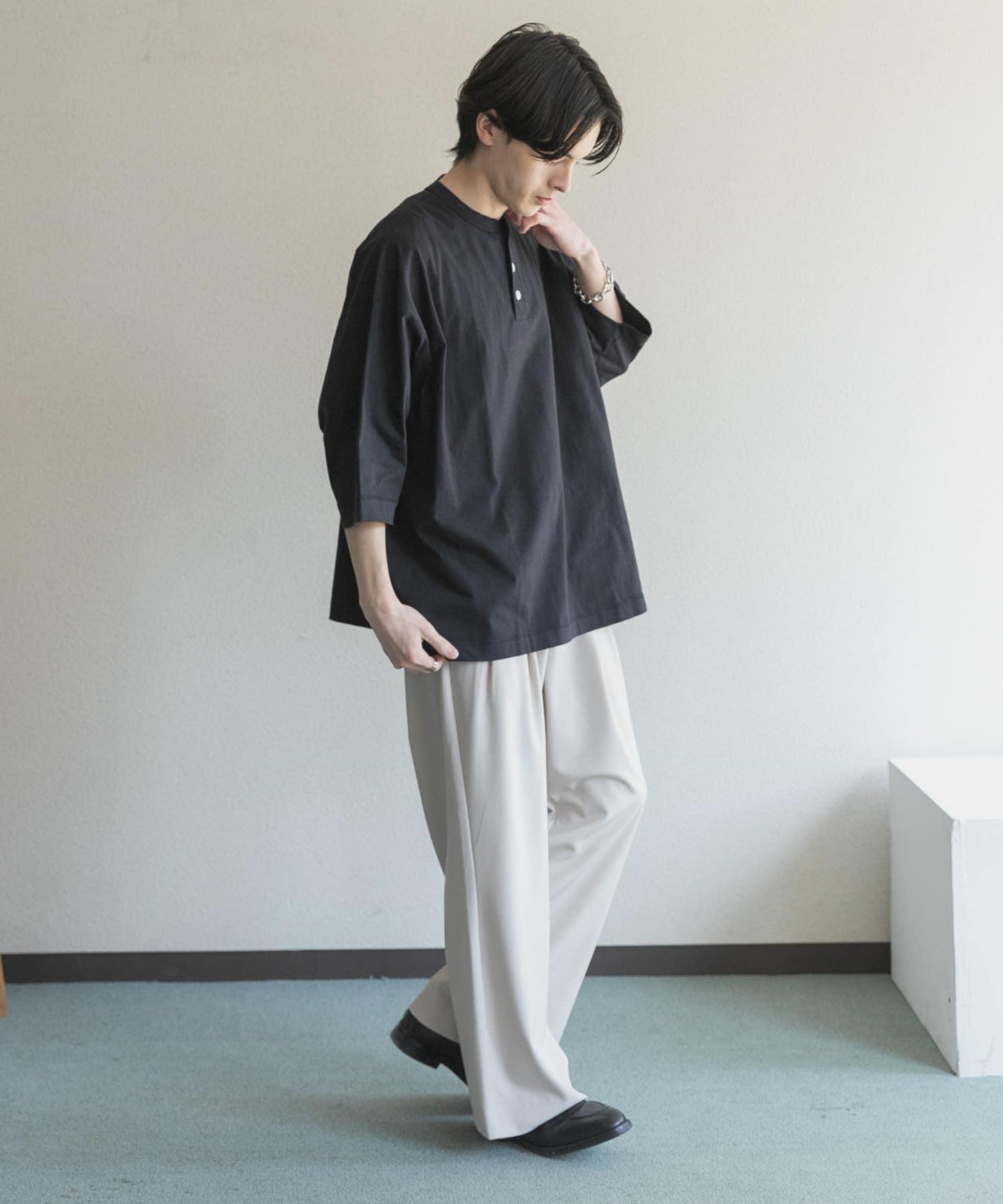 Healthknit×SENSE OF PLACE 亨利領T恤