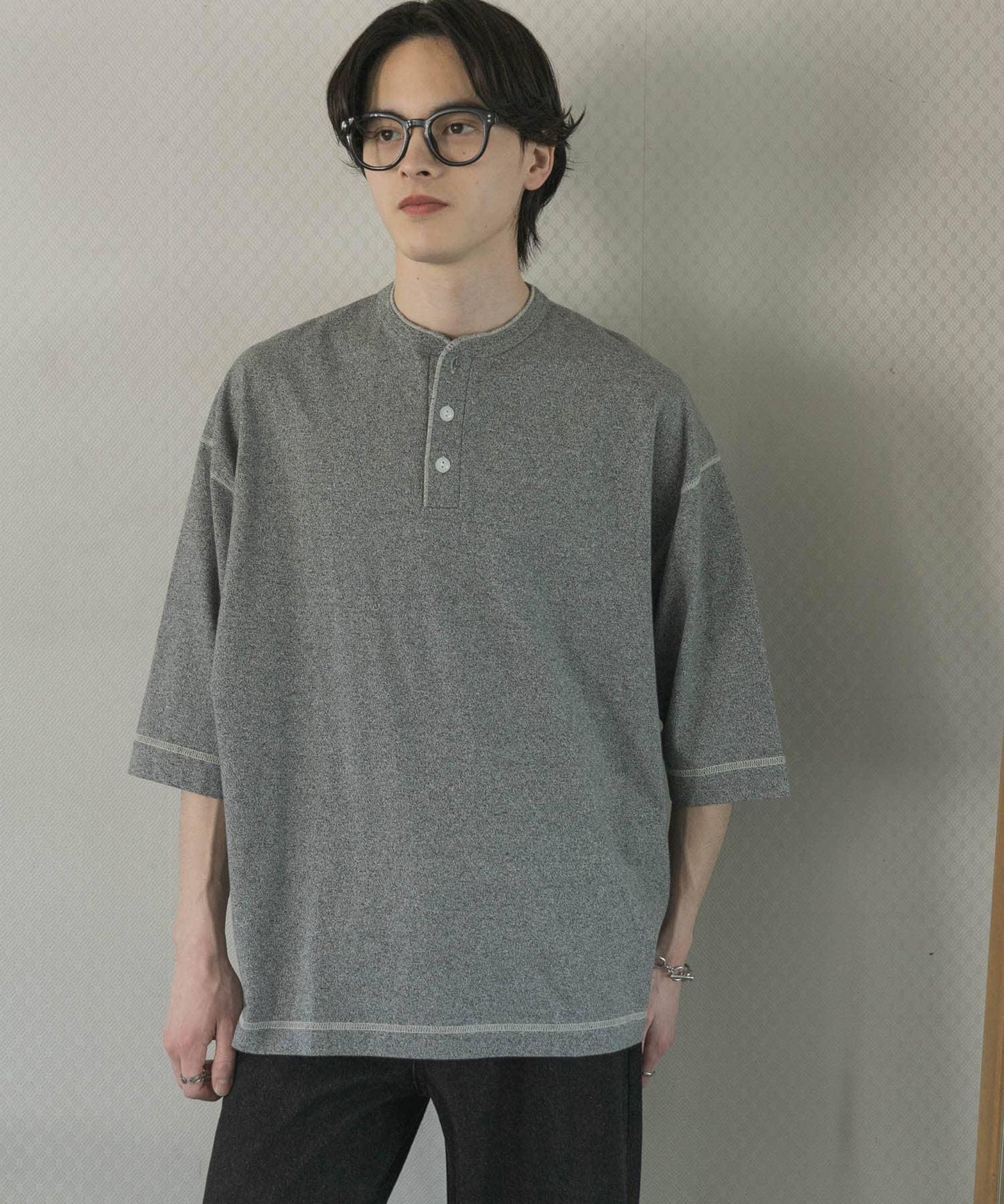 Healthknit×SENSE OF PLACE 亨利領T恤