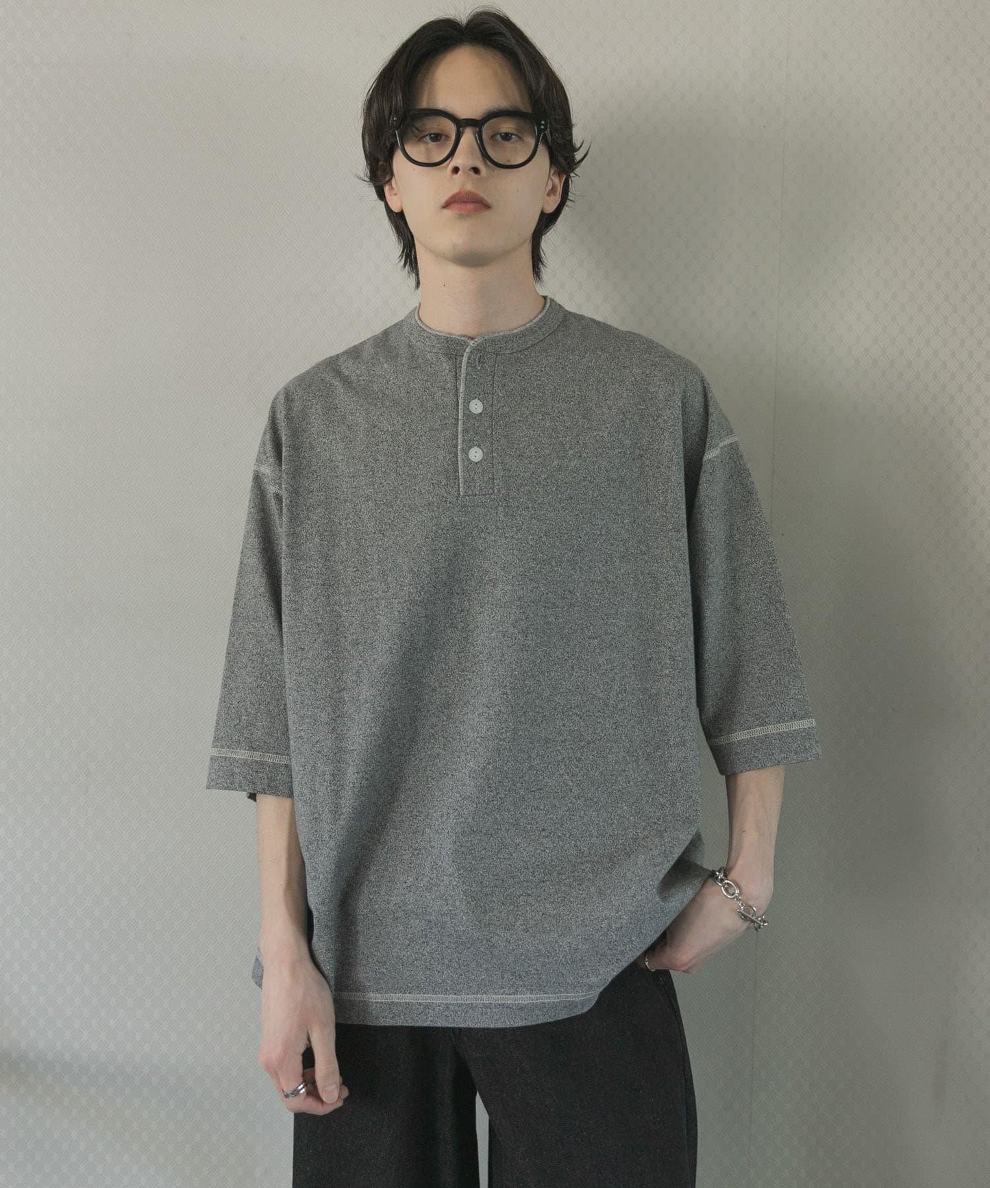 Healthknit×SENSE OF PLACE 亨利領T恤
