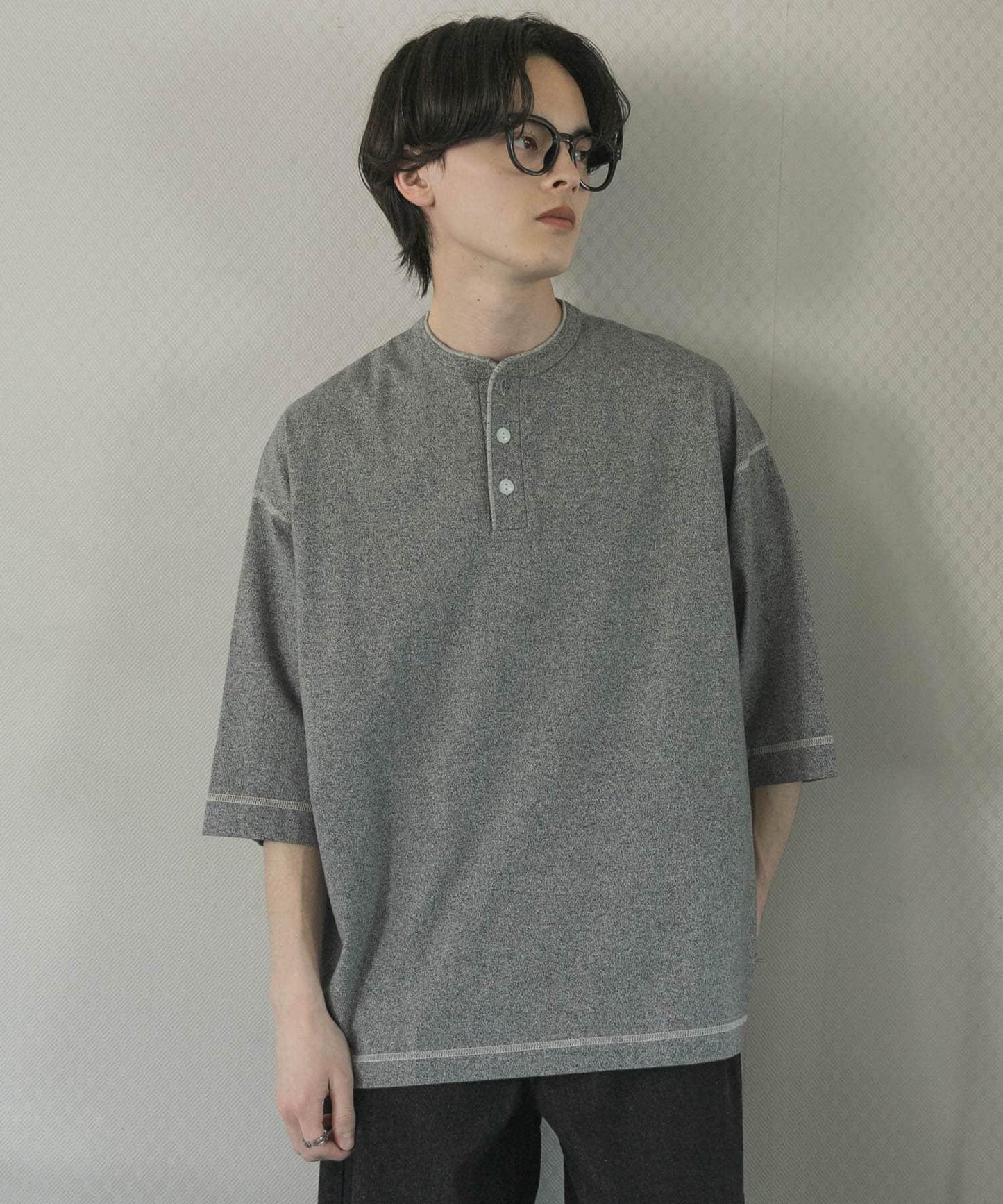 Healthknit×SENSE OF PLACE 亨利領T恤