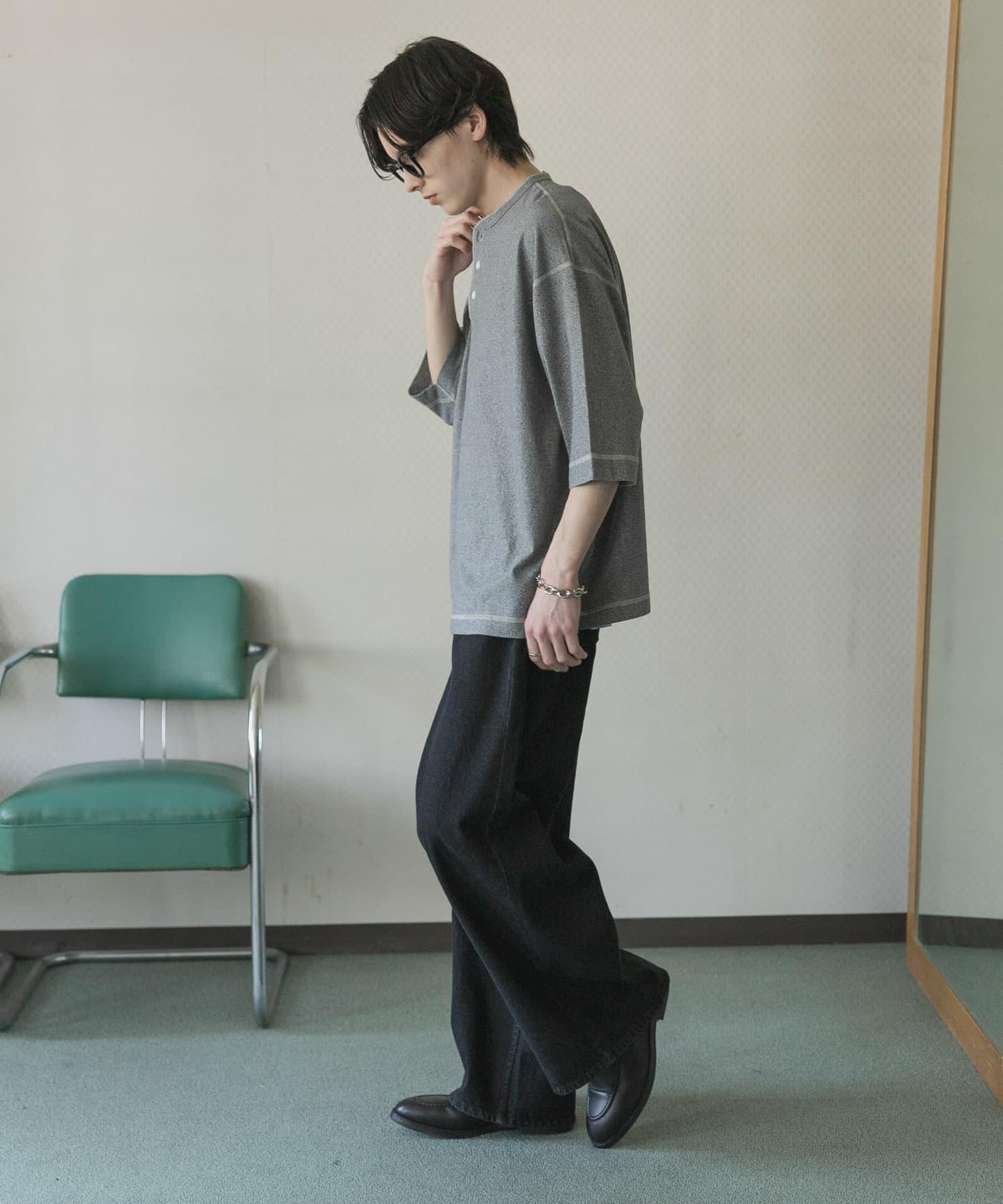 Healthknit×SENSE OF PLACE 亨利領T恤