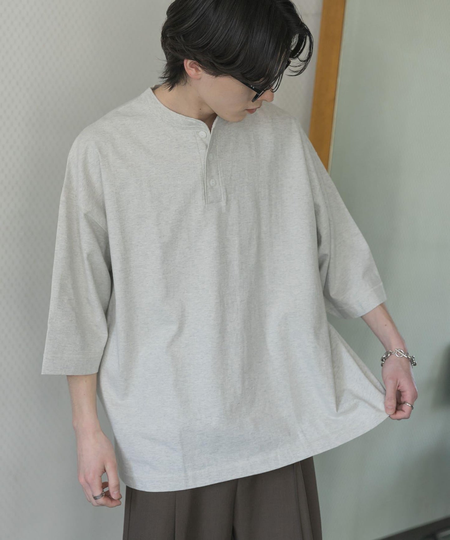 Healthknit×SENSE OF PLACE 亨利領T恤