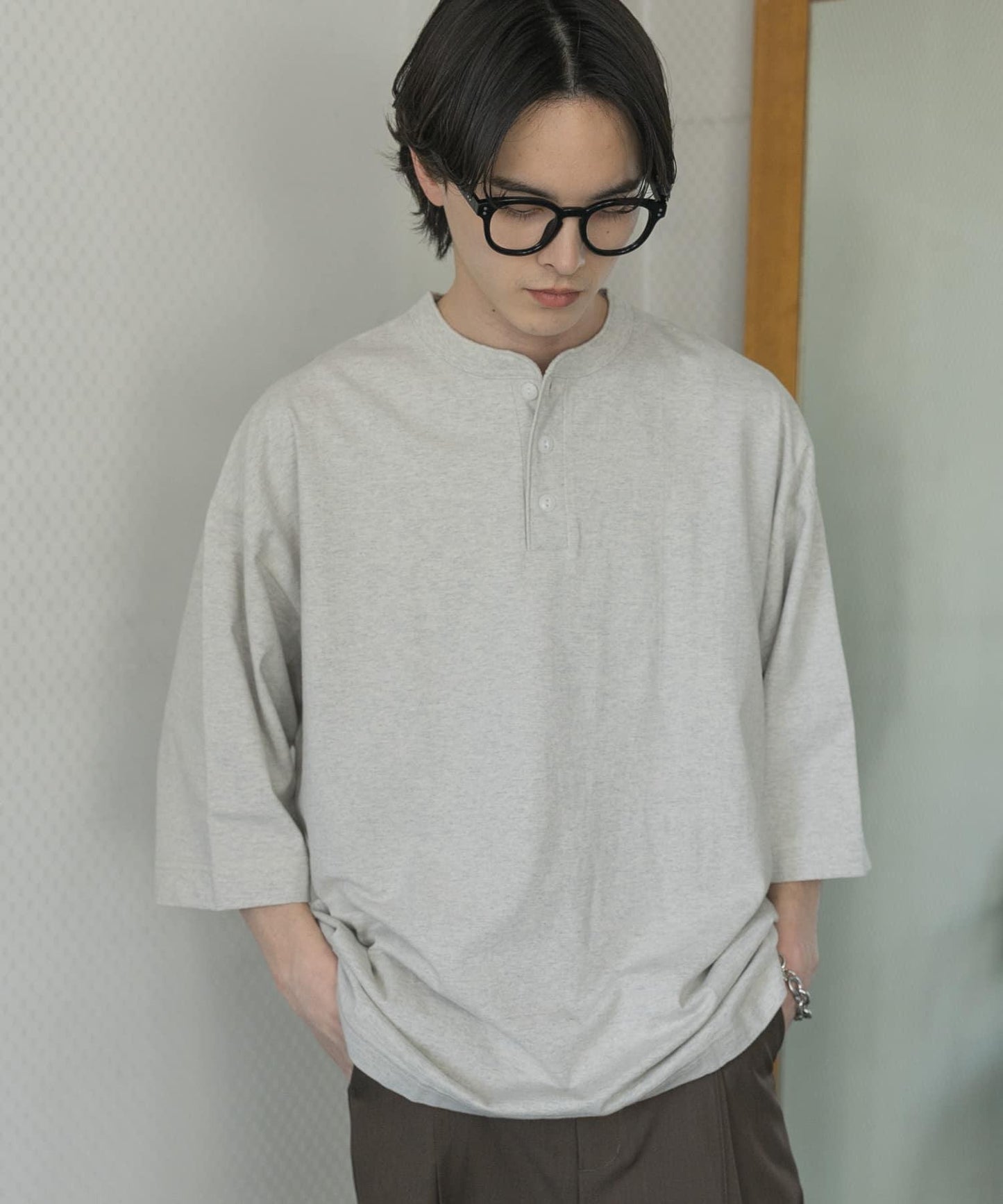 Healthknit×SENSE OF PLACE 亨利領T恤