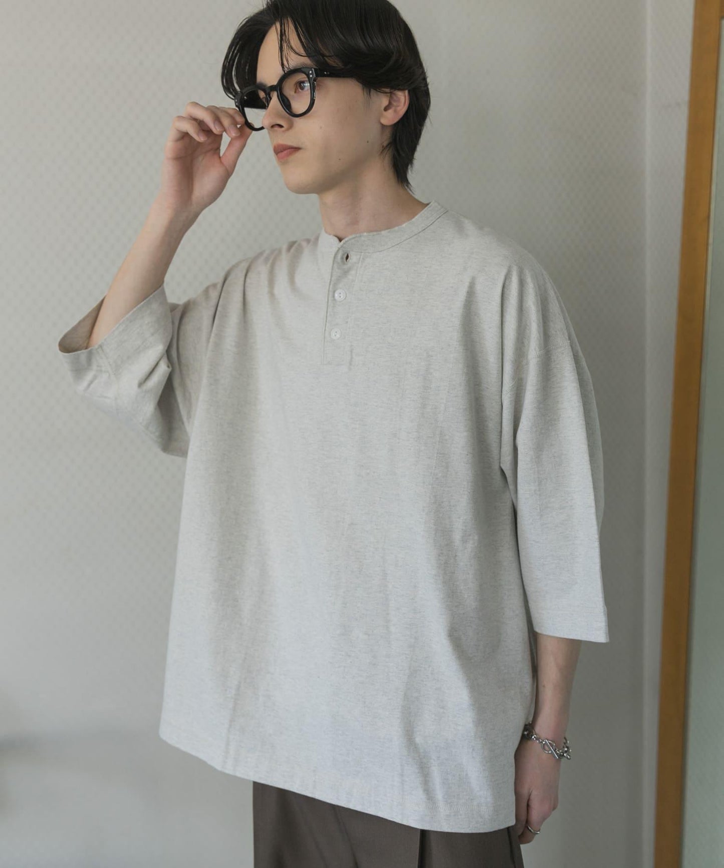 Healthknit×SENSE OF PLACE 亨利領T恤