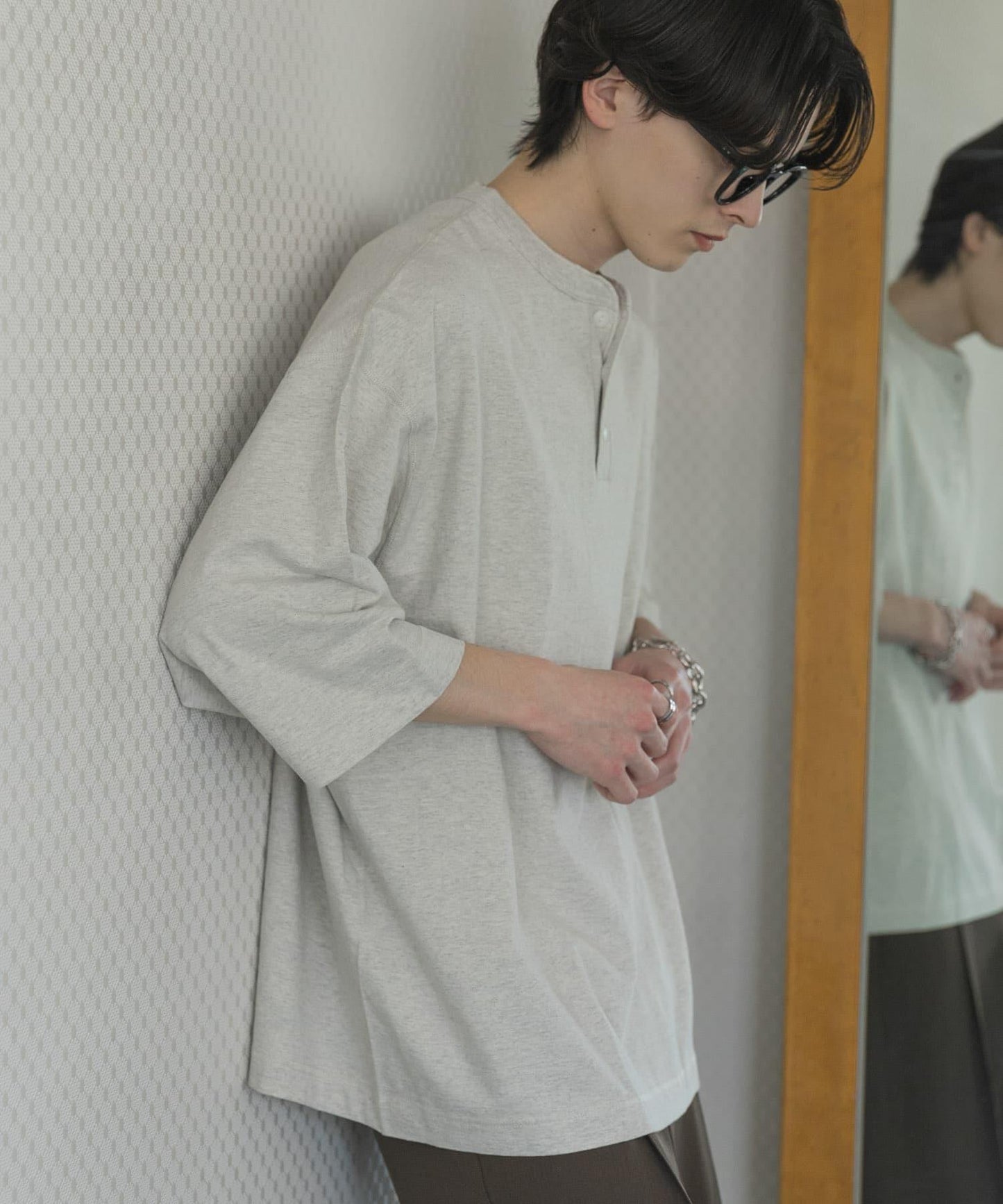 Healthknit×SENSE OF PLACE 亨利領T恤