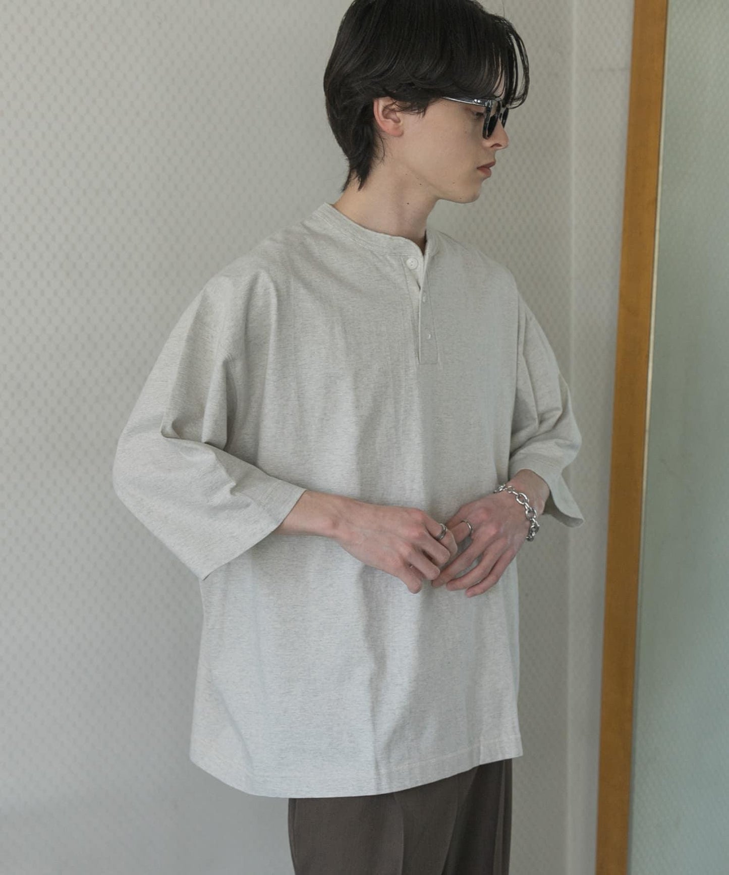 Healthknit×SENSE OF PLACE 亨利領T恤