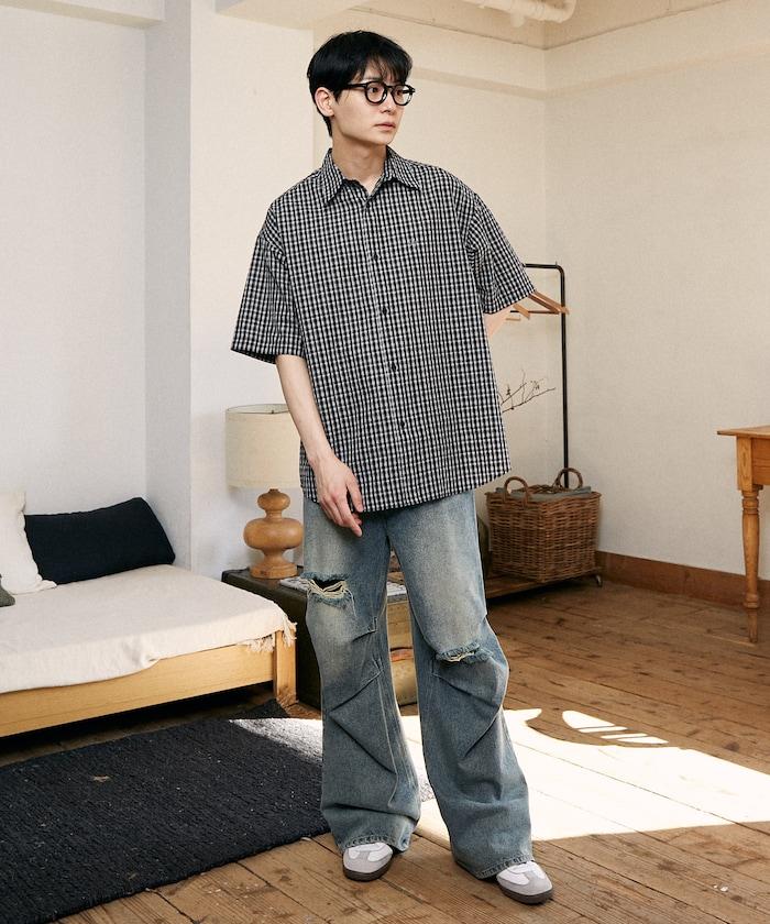 單點刺繡 短袖襯衫