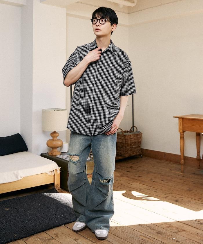 單點刺繡 短袖襯衫