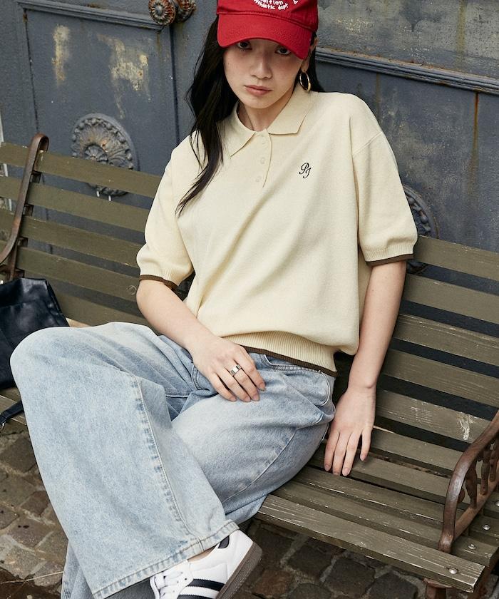 接觸冷感 配色袖 夏季針織 Polo衫