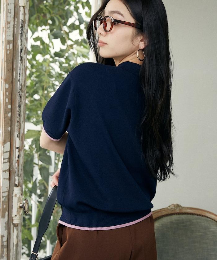 接觸冷感 配色袖 夏季針織 Polo衫