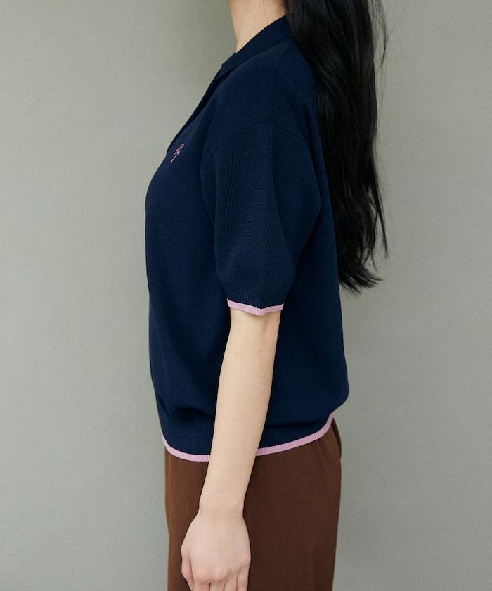 接觸冷感 配色袖 夏季針織 Polo衫