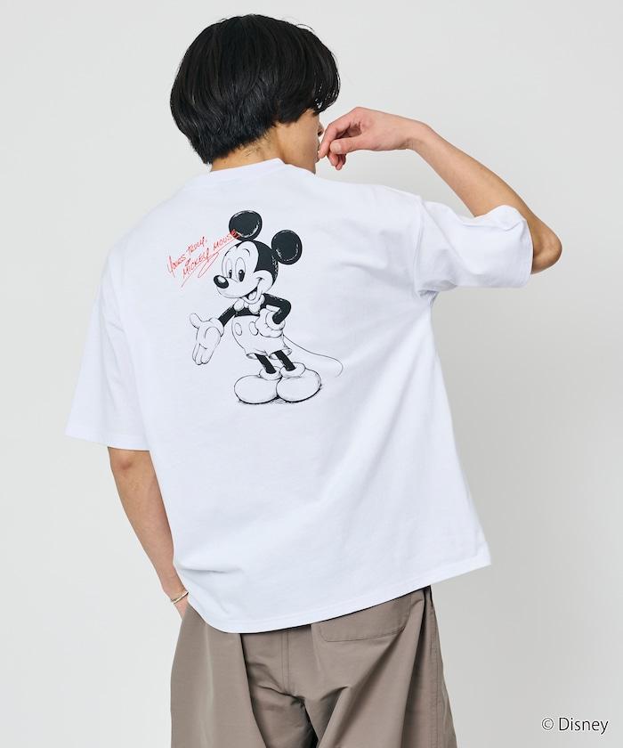 DISNEY（迪士尼） ミッキーマウス 背部印花 圓領T恤