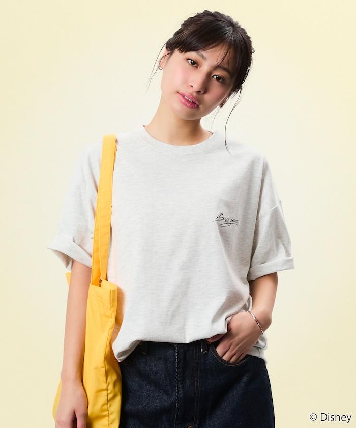 DISNEY（迪士尼） ミッキーマウス 背部印花 圓領T恤