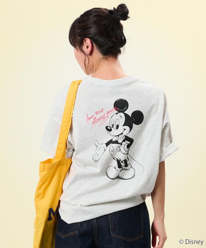DISNEY（迪士尼） ミッキーマウス 背部印花 圓領T恤