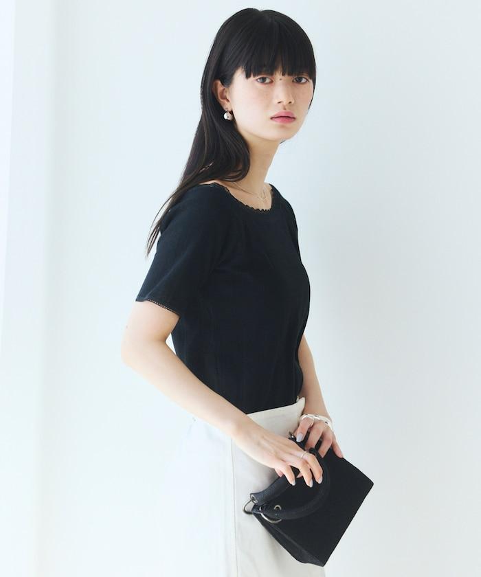 船領 鏤空針織 蕾絲設計 T恤