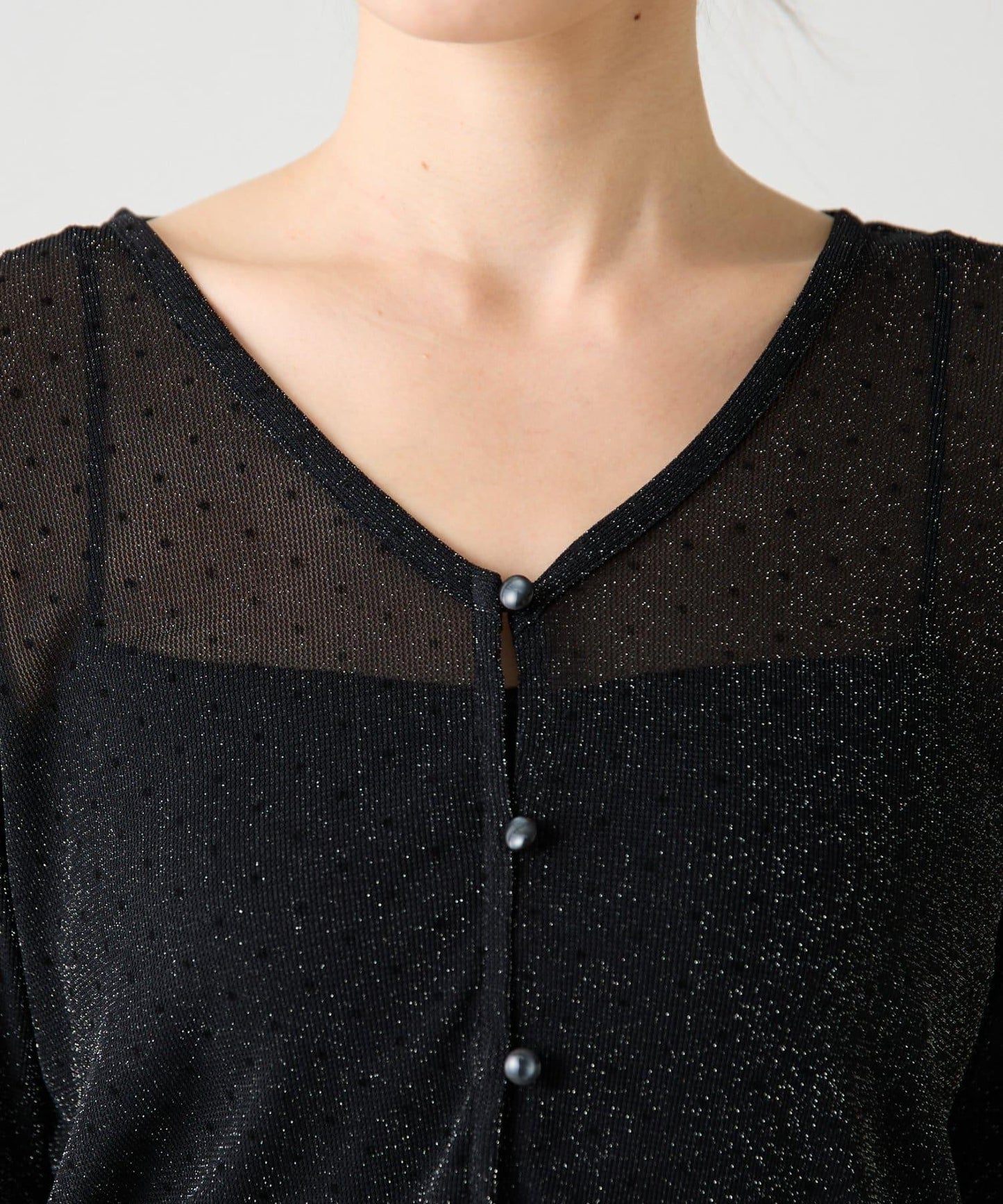 流行透紗波點 針織開衫套裝