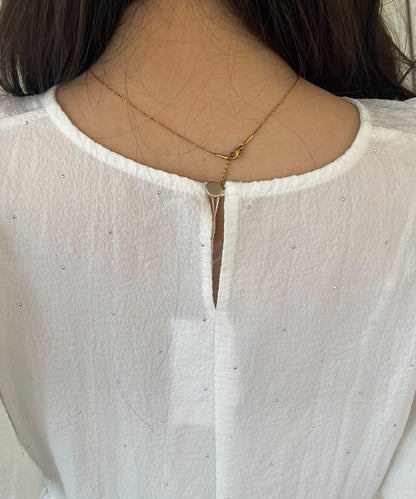 閃亮雙層荷葉邊 荷葉擺 泡泡袖 女襯衫