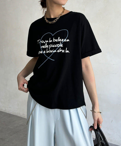 心形刺繡Logo印花 T恤