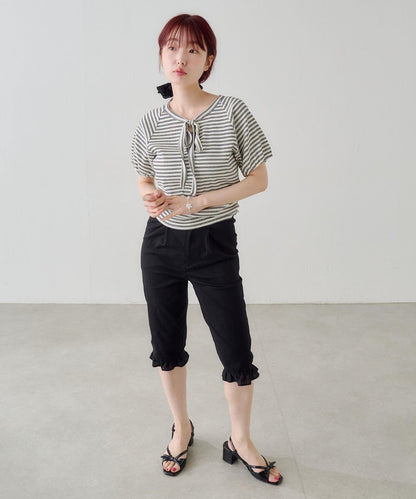 Kastane 蝴蝶結條紋T恤
