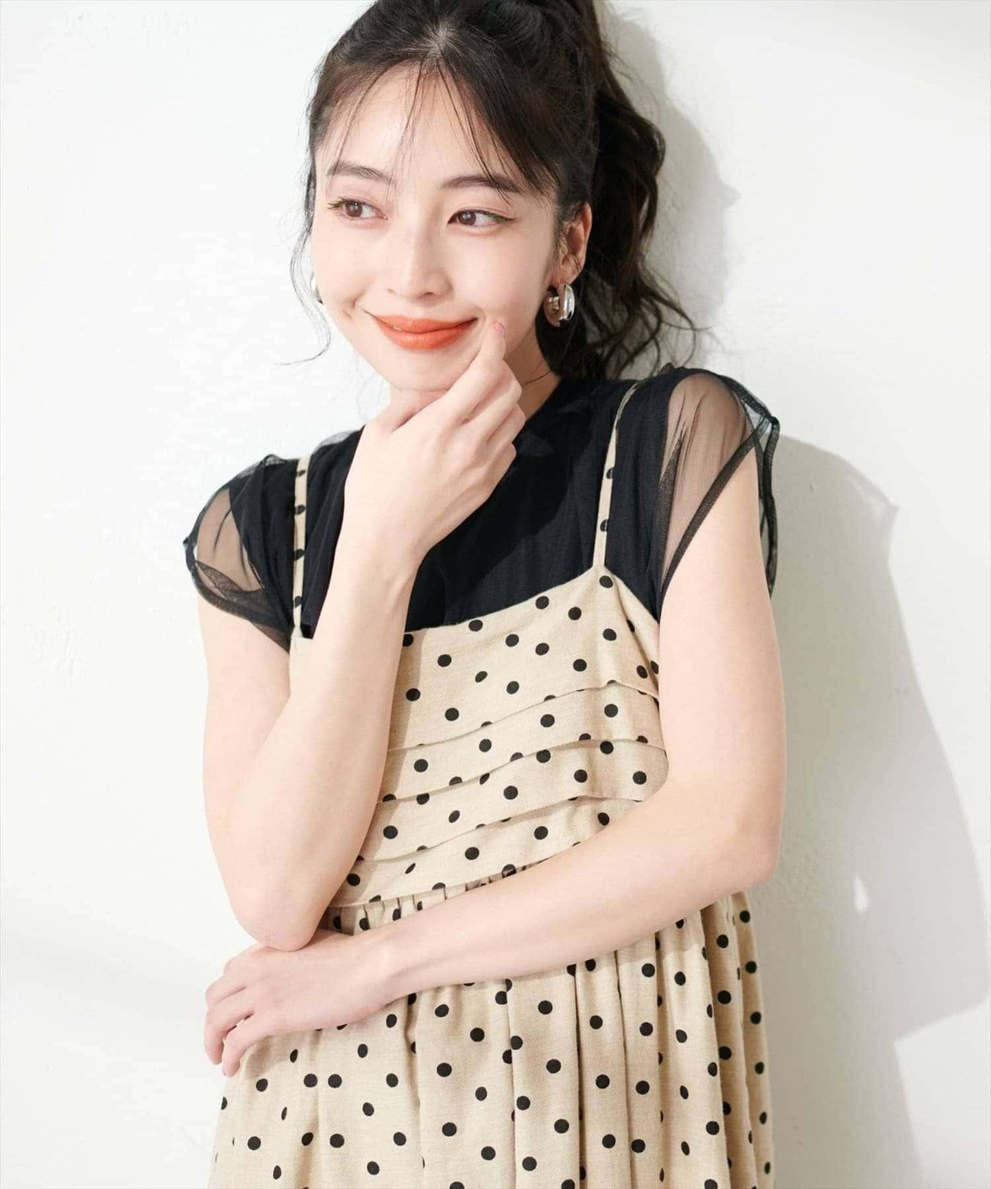 sherbet line 冰感 網紗拼接層次 針織 上衣