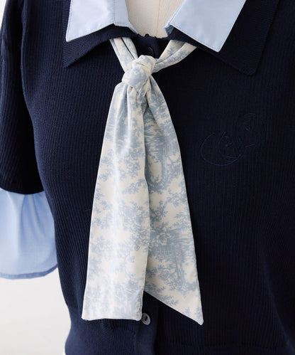 刺繡拼色領 針織上衣