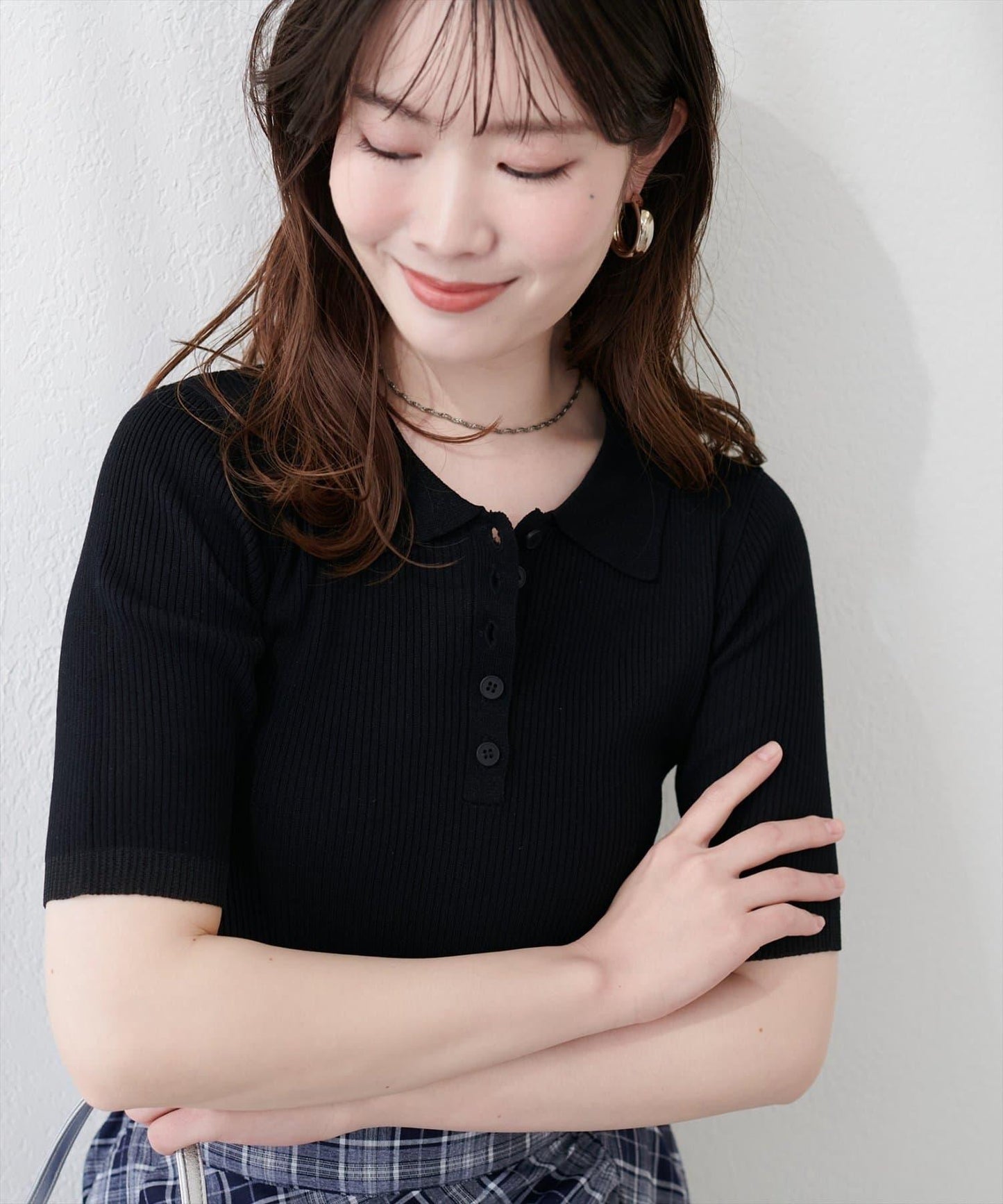亮絲透視POLO針織衫