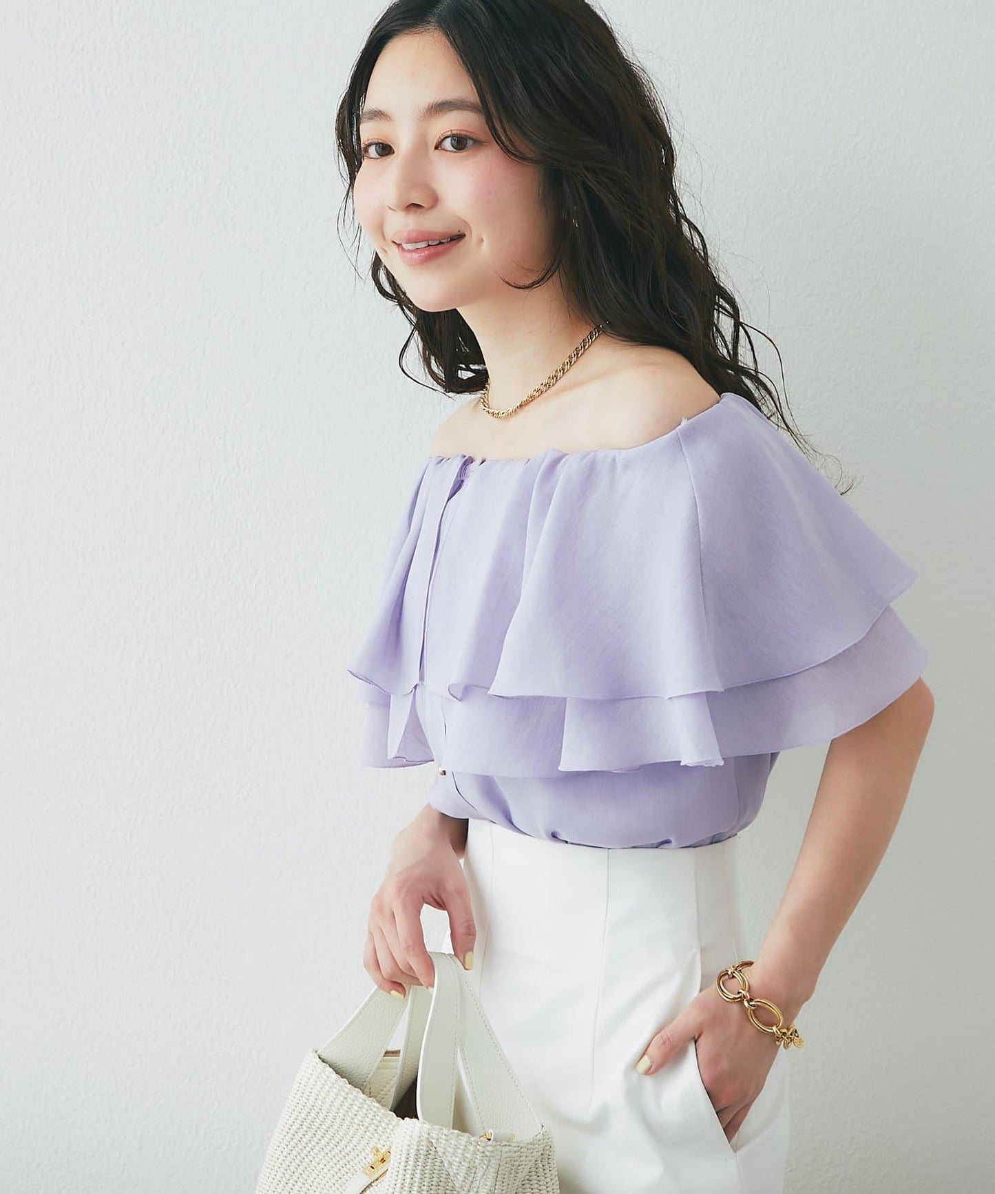 披肩風無袖設計 女式襯衫