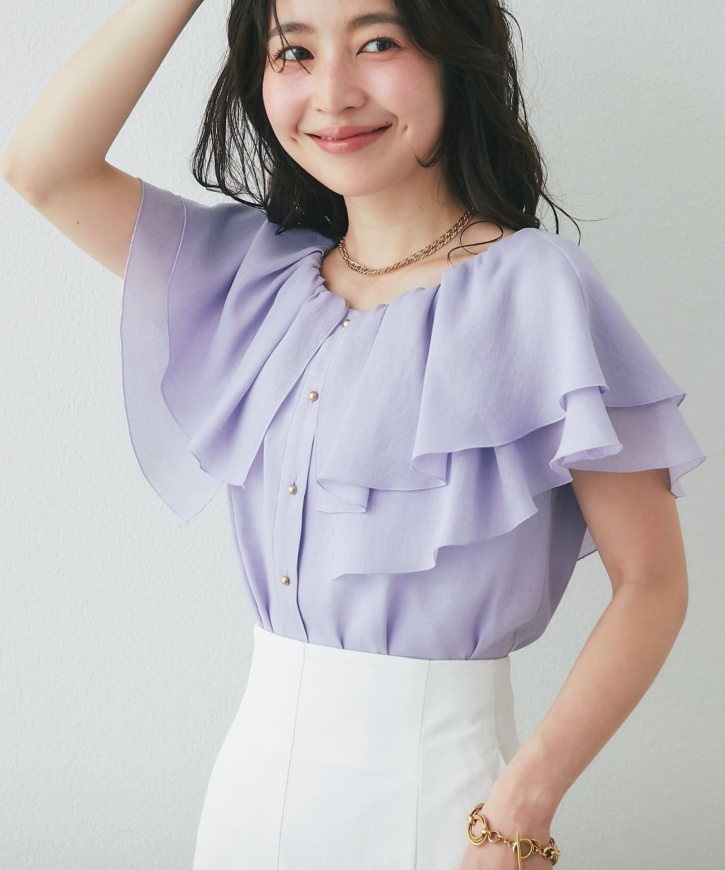 披肩風無袖設計 女式襯衫