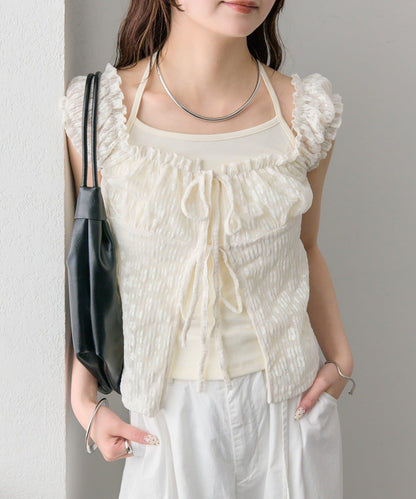蕾絲蝴蝶結設計 上衣 TOPS