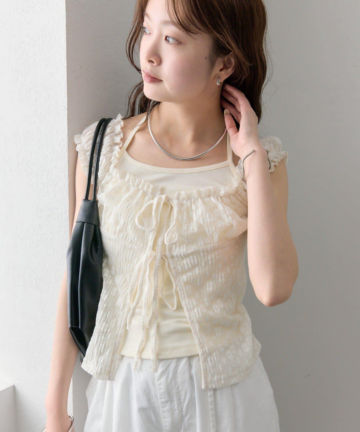 蕾絲蝴蝶結設計 上衣 TOPS