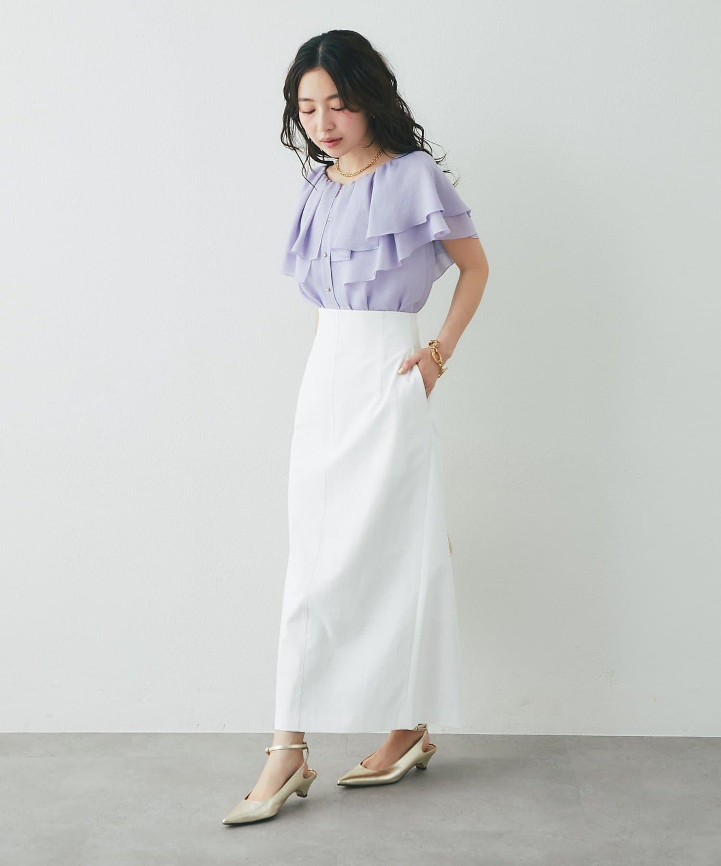 披肩風無袖設計 女式襯衫