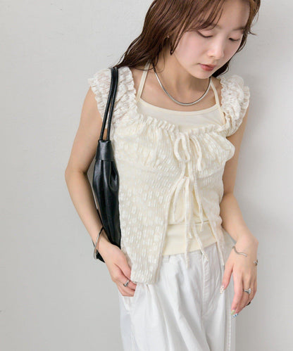 蕾絲蝴蝶結設計 上衣 TOPS