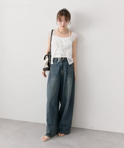 蕾絲蝴蝶結設計 上衣 TOPS