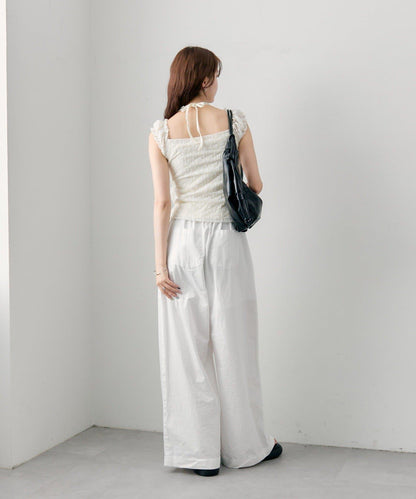 蕾絲蝴蝶結設計 上衣 TOPS