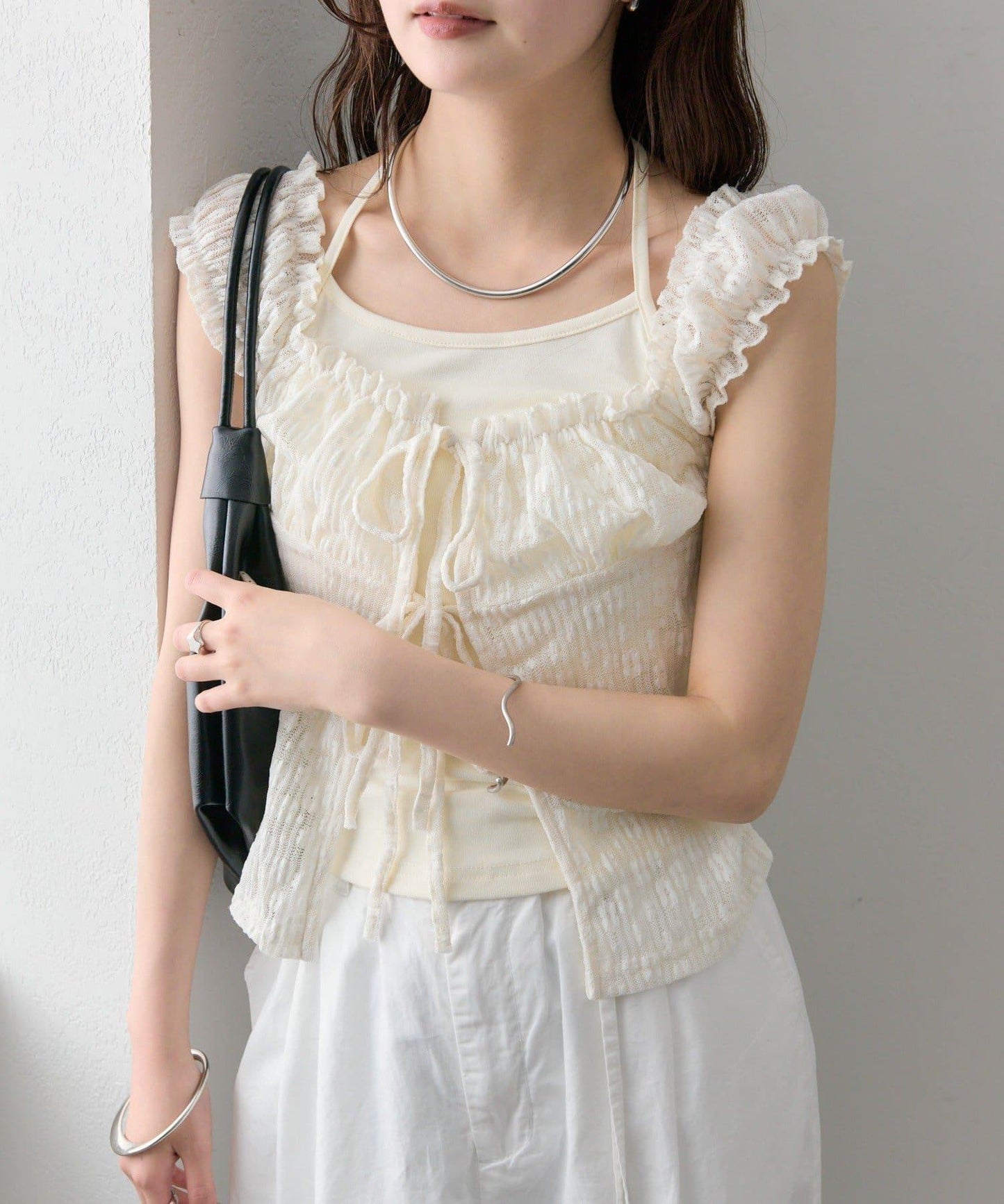 蕾絲蝴蝶結設計 上衣 TOPS
